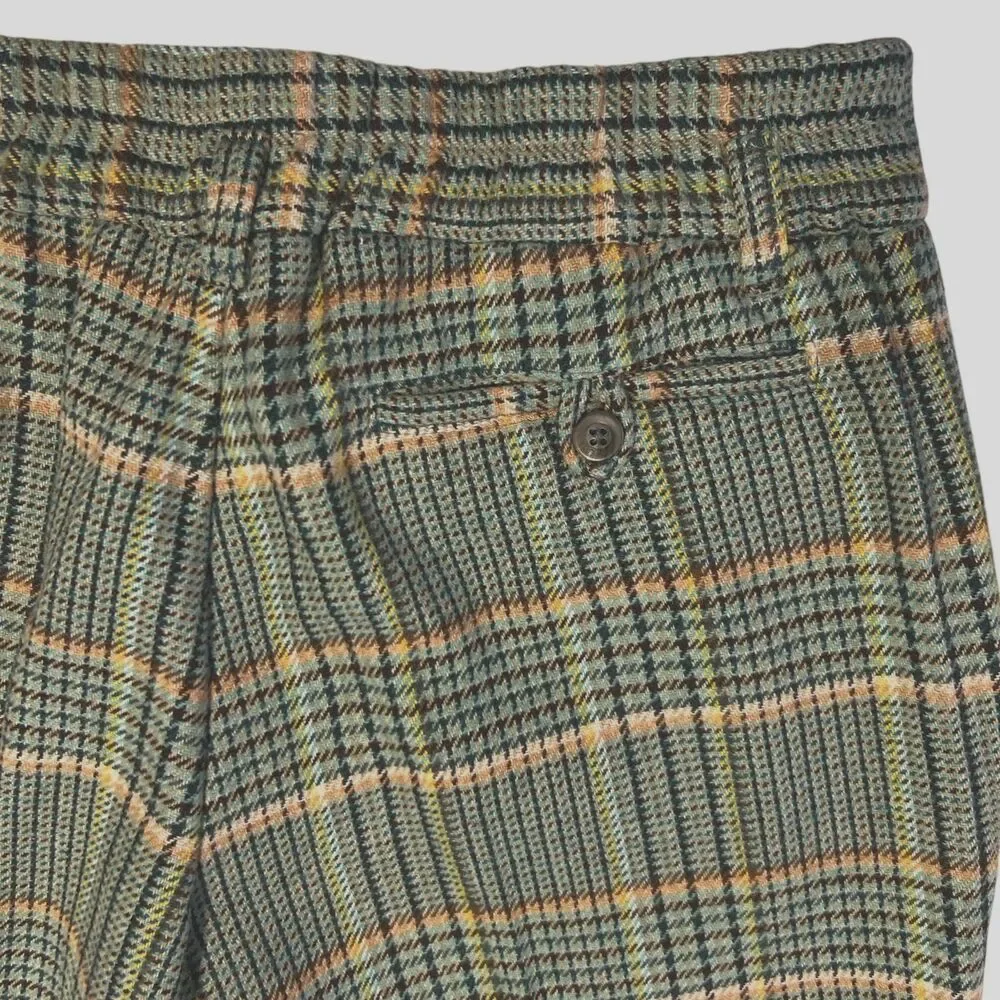 Sisley Womens 42 Small Green Plaid 25 % Wool Blend Cropped Pants Boho Retro Chic - Picture 12 of 16